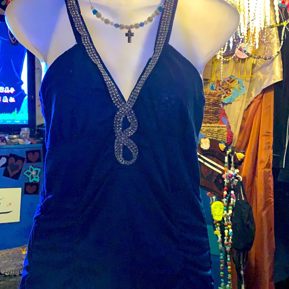 Spaghetti Strap, Rhinestone Embellished Dress